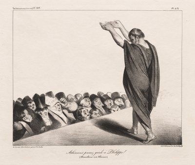 Atenienses ¡Cuidado con Felipe! (Demóstenes a los atenienses) de Honoré Daumier