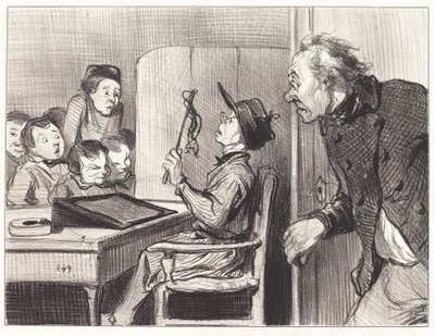 Espera... te voy a dar... del maestro de escuela de Honoré Daumier