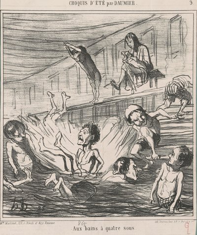 En los baños a cuatro sous de Honoré Daumier