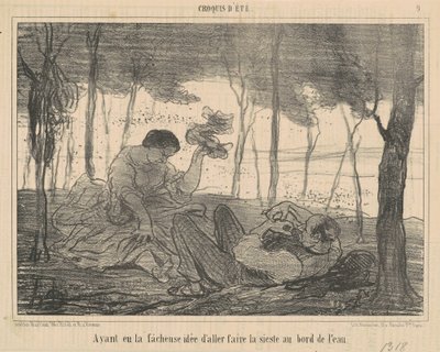 Habiendo tenido la desafortunada idea de ir... al borde del agua de Honoré Daumier