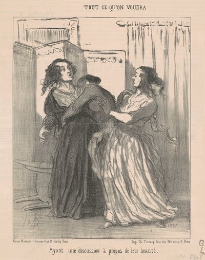 Teniendo una discusión sobre su belleza de Honoré Daumier