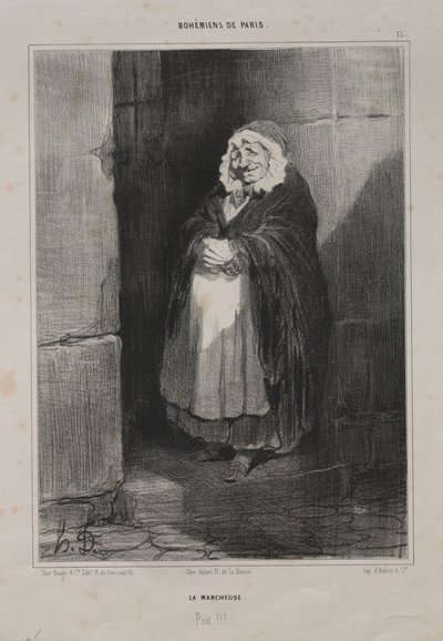 Bohemios de París, placa 15: El peatón o La gran mujer enferma, 1841 de Honoré Daumier
