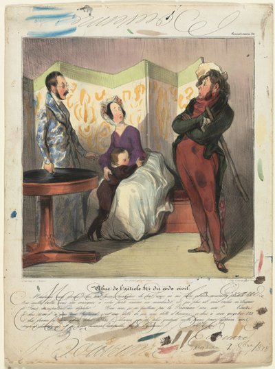 Caricaturana placa 50: Violación del artículo 24 del Código Civil, 1837 de Honoré Daumier
