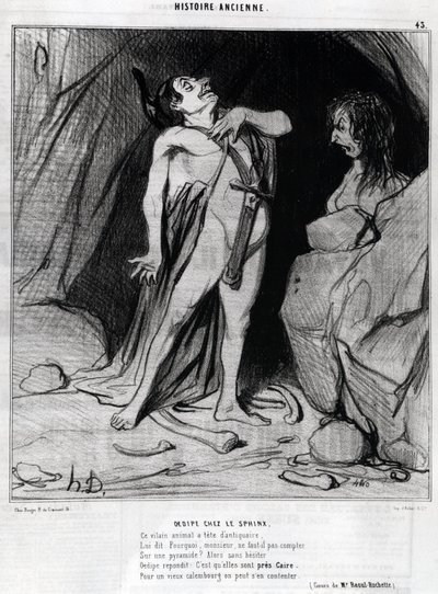 Caricatura de Honore Daumier sobre Edipo y la Esfinge, en “Charivari”, 12 de diciembre de Honoré Daumier