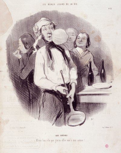 Caricatura de un hombre torpe. Serie "Los Bellos Días de la Vida": "Las crepas...". Grabado de Honoré Daumier (1808-1879). Extracto del periódico "Le Charivari" del 14 de noviembre de Honoré Daumier