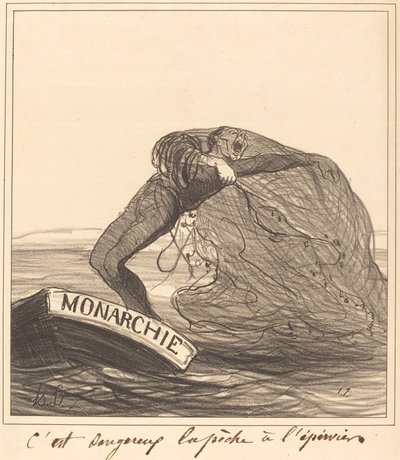 Es peligroso, la pesca con red de Honoré Daumier