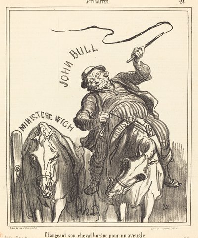 Cambiando su caballo tuerto por uno ciego de Honoré Daumier