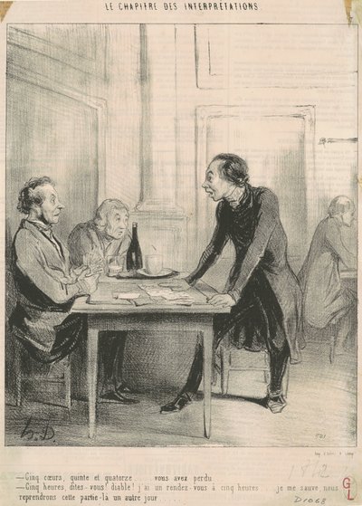 Cinco corazones, quintilla y catorce... de Honoré Daumier