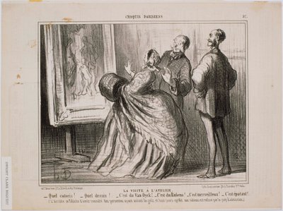 Croquis Parisinos- La visita al taller- ¡Qué croquis! ¡Qué dibujo! Es de Van Dyck de Honoré Daumier