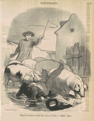 Peligro de encontrarse en medio de una carrera de obstáculos de Honoré Daumier