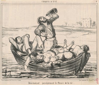 Descendiendo alegremente el río de la vida de Honoré Daumier