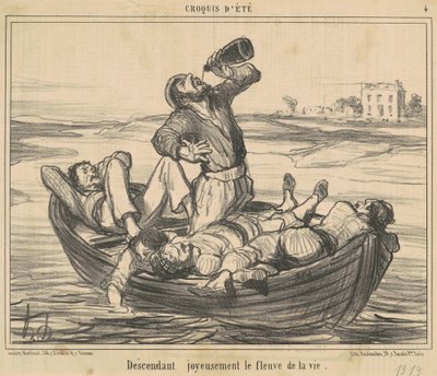 Descendiendo alegremente el río de la vida de Honoré Daumier