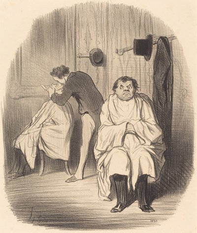 ¡Diablo!... parece que la navaja no es muy buena... de Honoré Daumier