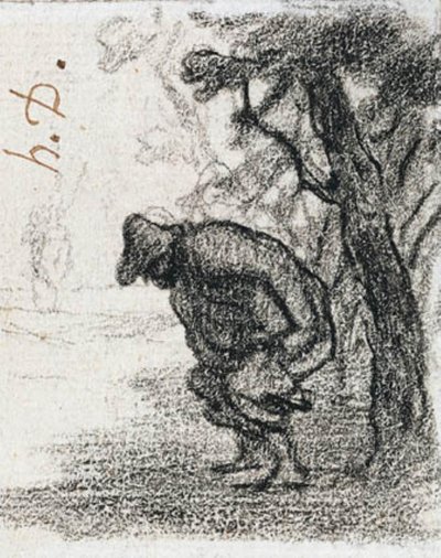 Don Quijote y Sancho Panza detrás de un árbol de Honoré Daumier