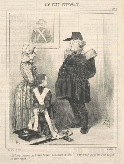 ¡Eh! Bien, ¿cómo me encuentras en mi nuevo uniforme...? de Honoré Daumier