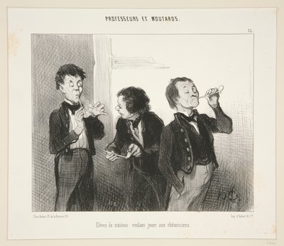 Alumnos de sexto grado que quieren jugar a los retóricos; #15 de Profesores y Mostazas de Honoré Daumier