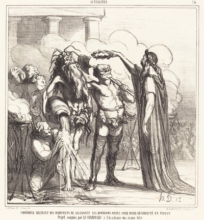 Empédocles recibiendo los honores divinos de Honoré Daumier