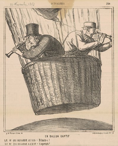 En globo cautivo de Honoré Daumier