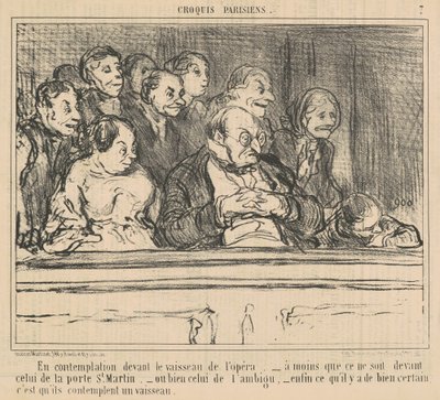 En contemplación delante del buque de la ópera de Honoré Daumier
