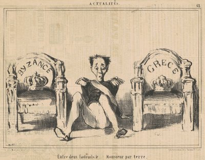 Entre dos sillones... el señor en el suelo de Honoré Daumier
