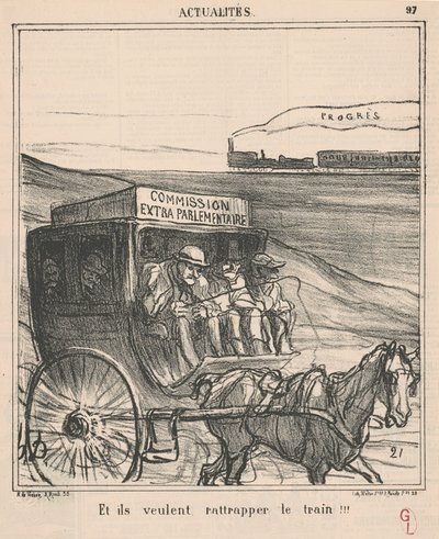Et ils veulent rattraper le train!!! de Honoré Daumier