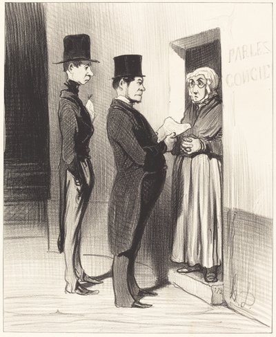 Y hablando a su portera así declarado... de Honoré Daumier