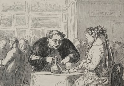 Exposición de bellas artes: en el buffet amor del arte y de la chuleta de Honoré Daumier