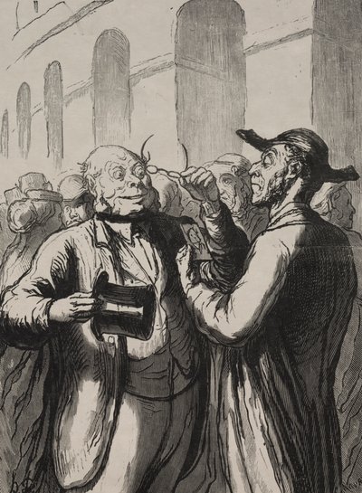 Exposición universal: La inspección de las fotografías en los torniquetes de Honoré Daumier