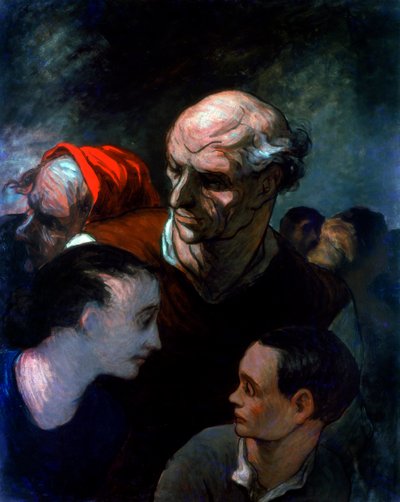 Familia en una barricada durante la Comuna de París, 1870 de Honoré Daumier