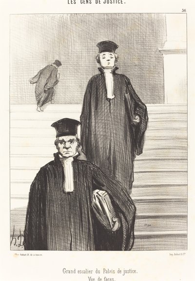 Gran Escalera del Palacio de Justicia. Vista Frontal de Honoré Daumier