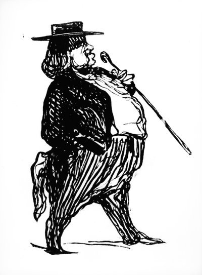 Honoré de Balzac (1799-1850) con un bastón, probablemente dibujado para el libro 