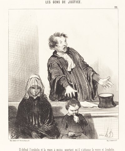 Él defiende al huérfano y a la viuda, a menos... de Honoré Daumier