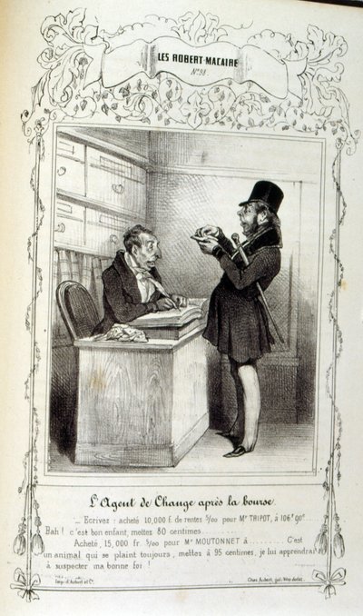 Ilustración sobre ideas y leyendas Philipon, bajo el título Les Cent y Robert Macaire de Honoré Daumier