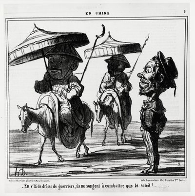 En estos guerreros graciosos, solo piensan en luchar contra el sol. En la serie En Chine, ilustración de Honoré Daumier, publicada en “Charivari”, fechada el 8 de enero de Honoré Daumier