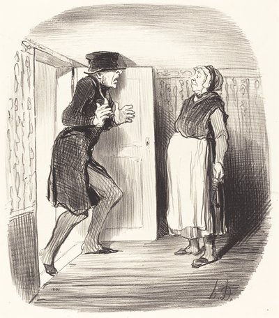Inconveniente de visitar sin precaución un entresuelo... de Honoré Daumier