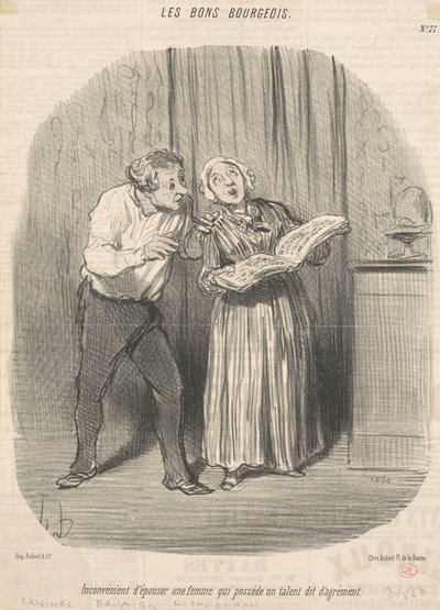 Inconveniente de casarse con una mujer que posee un talento de entretenimiento de Honoré Daumier