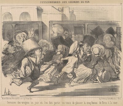 Invasión de vagones un día en que se hace partir de Honoré Daumier