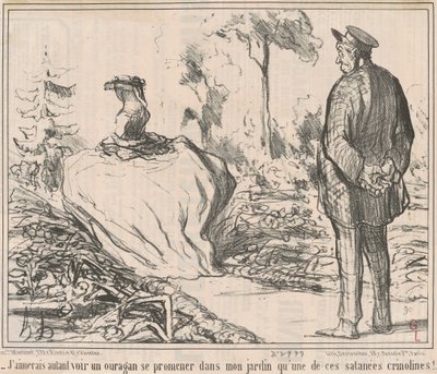 ¡Preferiría ver un huracán en mi jardín que una de esas malditas crinolinas! de Honoré Daumier