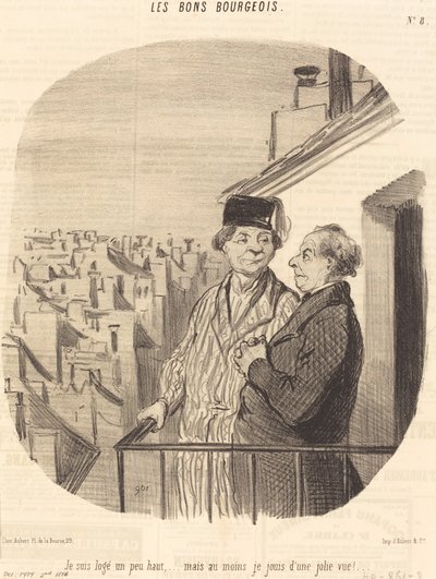 Estoy alojado un poco alto... pero... ¡disfruto de una bonita vista! de Honoré Daumier