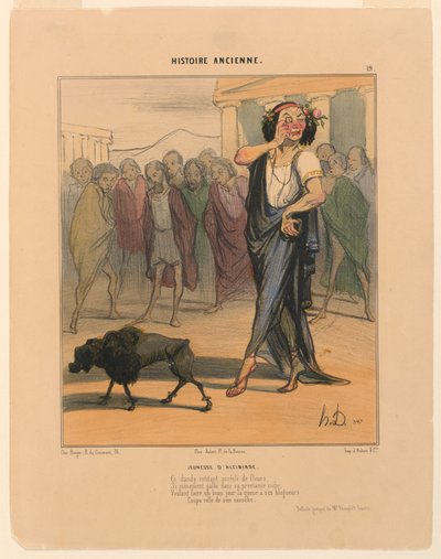 Juventud de Alcibíades, lámina 19 de la Historia Antigua de Honoré Daumier