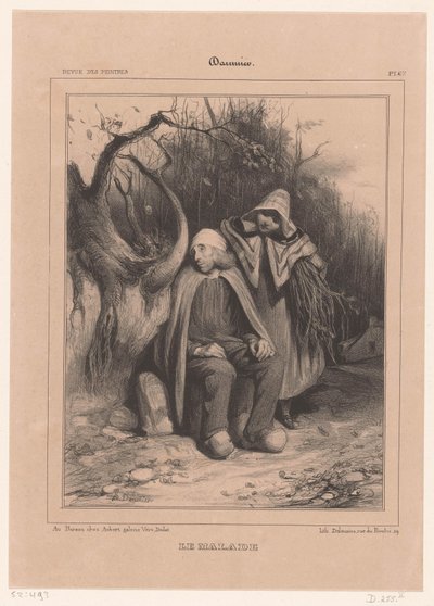 Mujer joven con un agricultor enfermo a lo largo de un camino
Le malade (título en el objeto) de Honoré Daumier