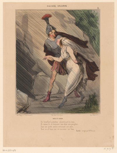 Caricatura de Eneas y Dido
Enée et Didon (título en el objeto)
Caricaturas de personajes de la Antigüedad (título de la serie)
Histoire ancienne (título de la serie en el objeto) de Honoré Daumier