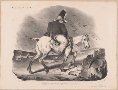 Caricatura de Luis Felipe I, rey de Francia a caballo entre cadáveres
Voyage à travers les populations empressées (título en el objeto) de Honoré Daumier