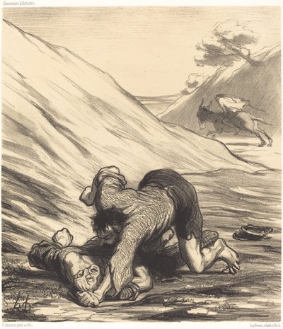 El asno y los dos ladrones de Honoré Daumier