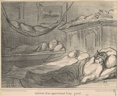 El interior de un apartamento demasiado amueblado de Honoré Daumier