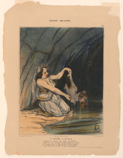 El Bautismo de Aquiles, lámina 22 de la Historia Antigua de Honoré Daumier