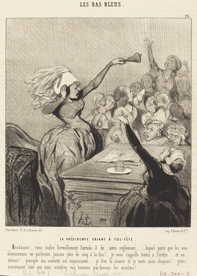 La presidenta gritando a todo pulmón: ¡Señoras!... de Honoré Daumier