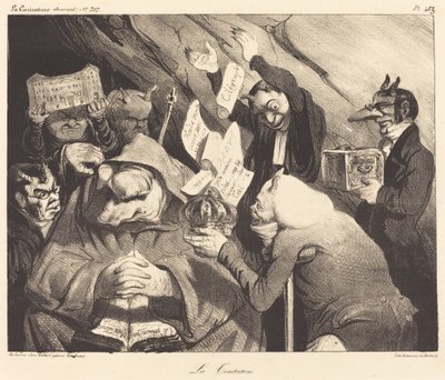 La Tentación, parodia de una tela de Téniers de Honoré Daumier