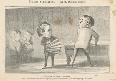 El acordeón, llamado fuelle musical de Honoré Daumier
