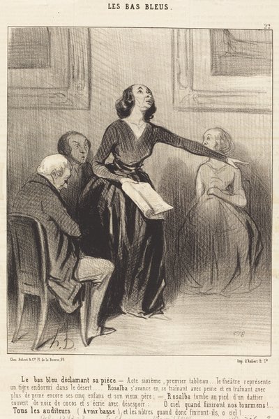 El Bas-bleu declamando su pieza de Honoré Daumier